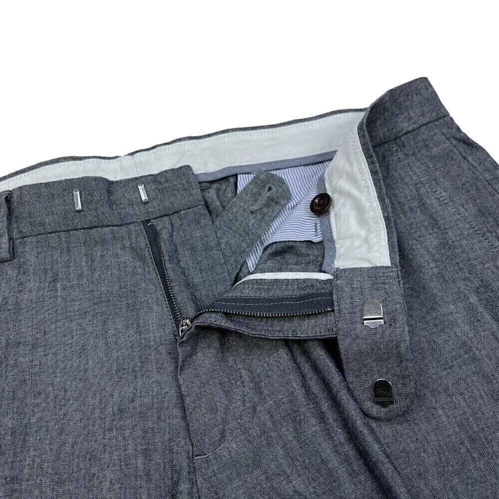 NWT J. Crew Men's Bowery Slim Fit Chambray Pants Chino Blue 34x32